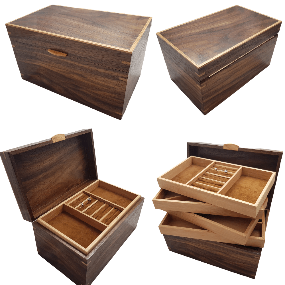 Black Walnut and Oak Jewellery Box Montage