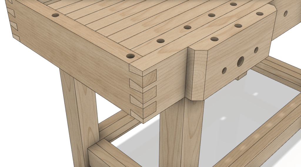 Apron dovetails on my workbench